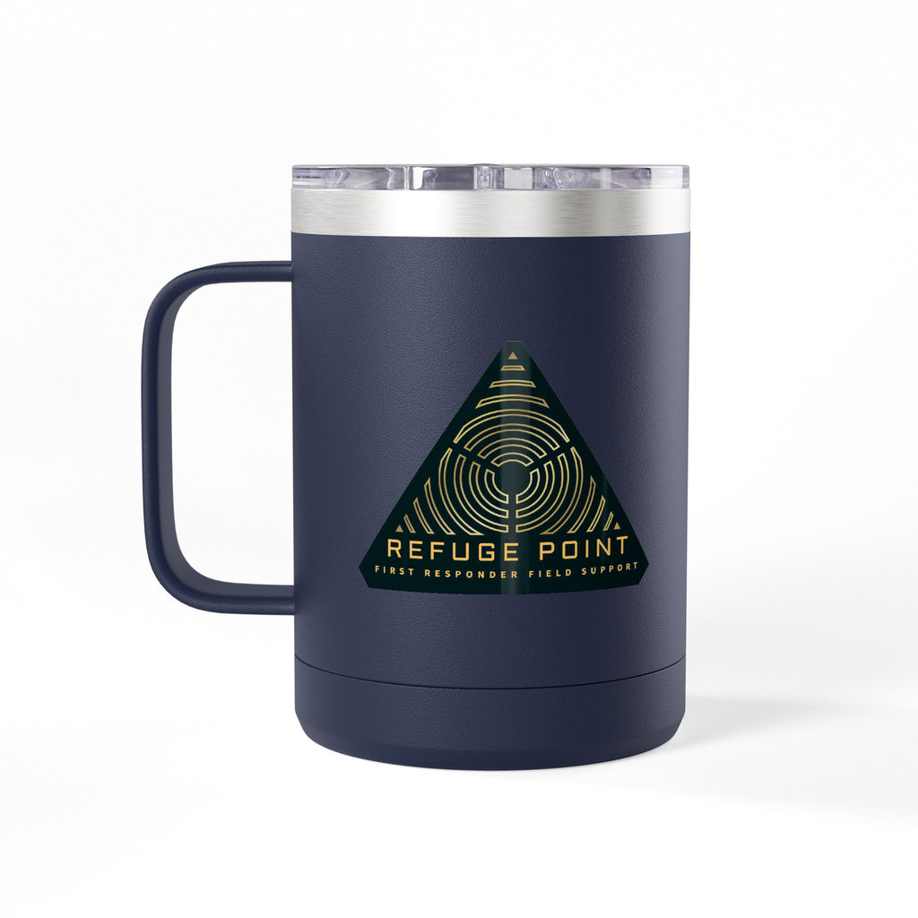 Refuge Point - Official Logo 15 oz Insulated Stainless Steel Coffee Mug, Available in 10 Colors,  First Responder Field Support Volunteer Coffee Cup