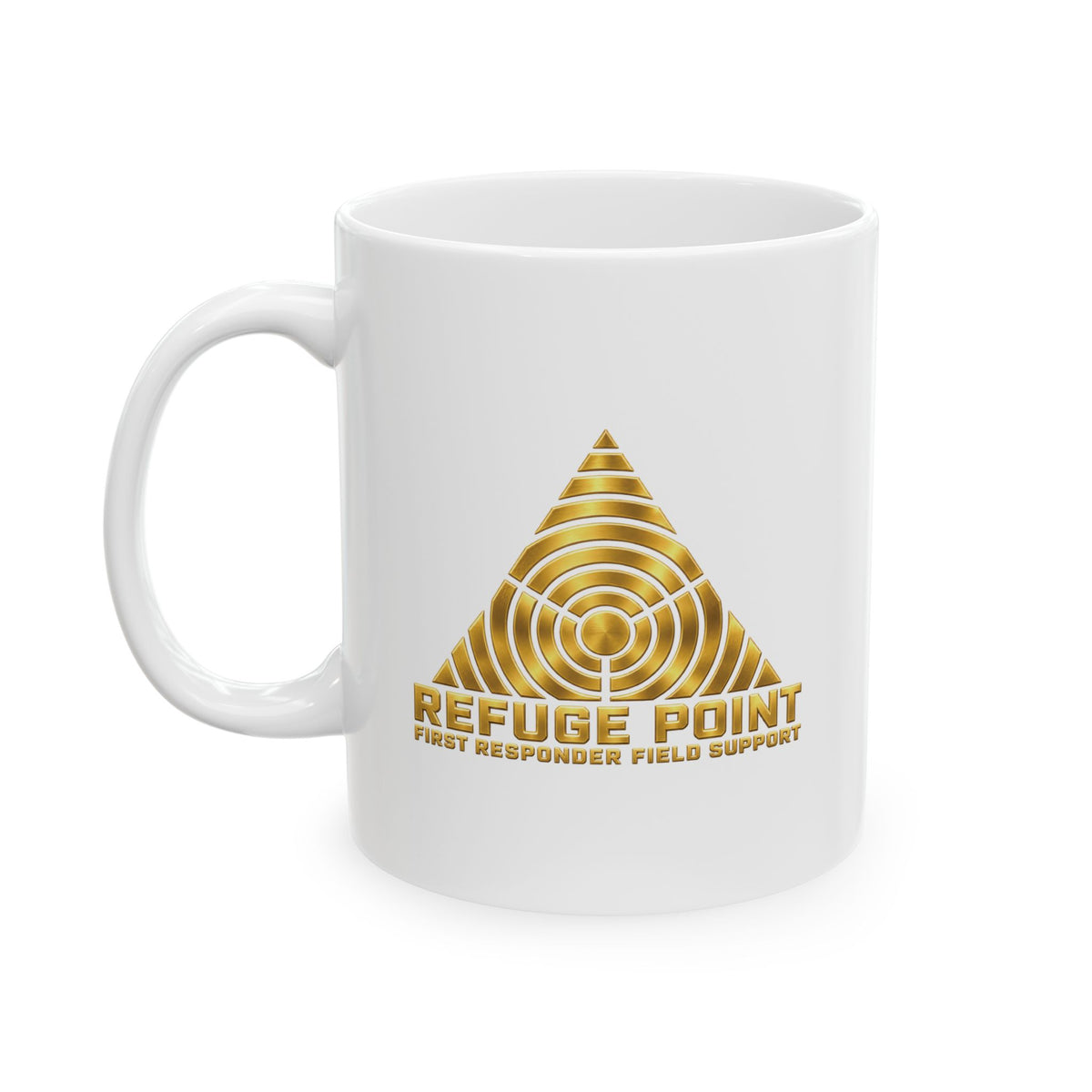 Refuge Point - Gold Logo Coffee Mug, Matthew 5:9, First Responder Field Support Volunteer Coffee Cup, 11oz or 15oz