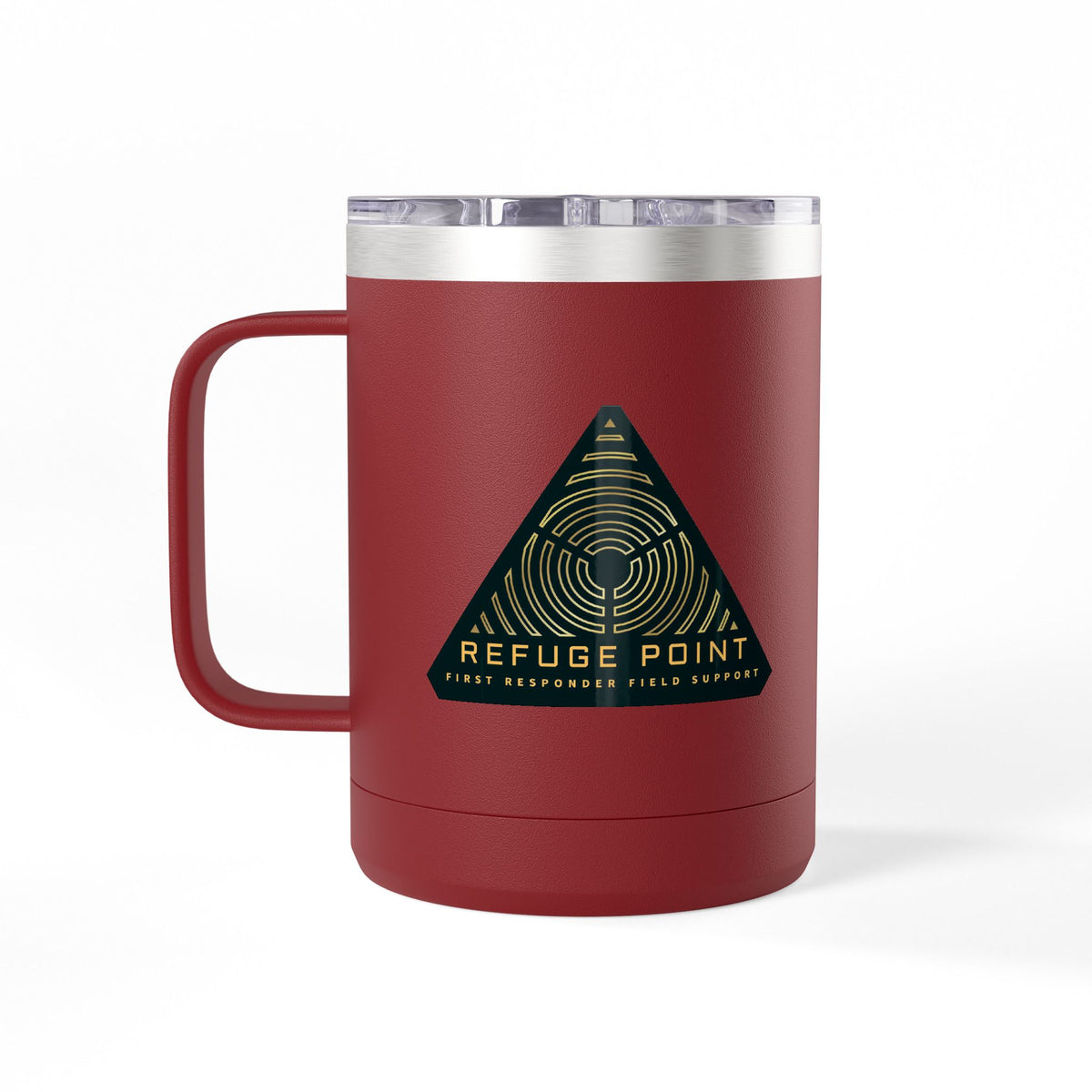 Refuge Point - Official Logo 15 oz Insulated Stainless Steel Coffee Mug, Available in 10 Colors,  First Responder Field Support Volunteer Coffee Cup