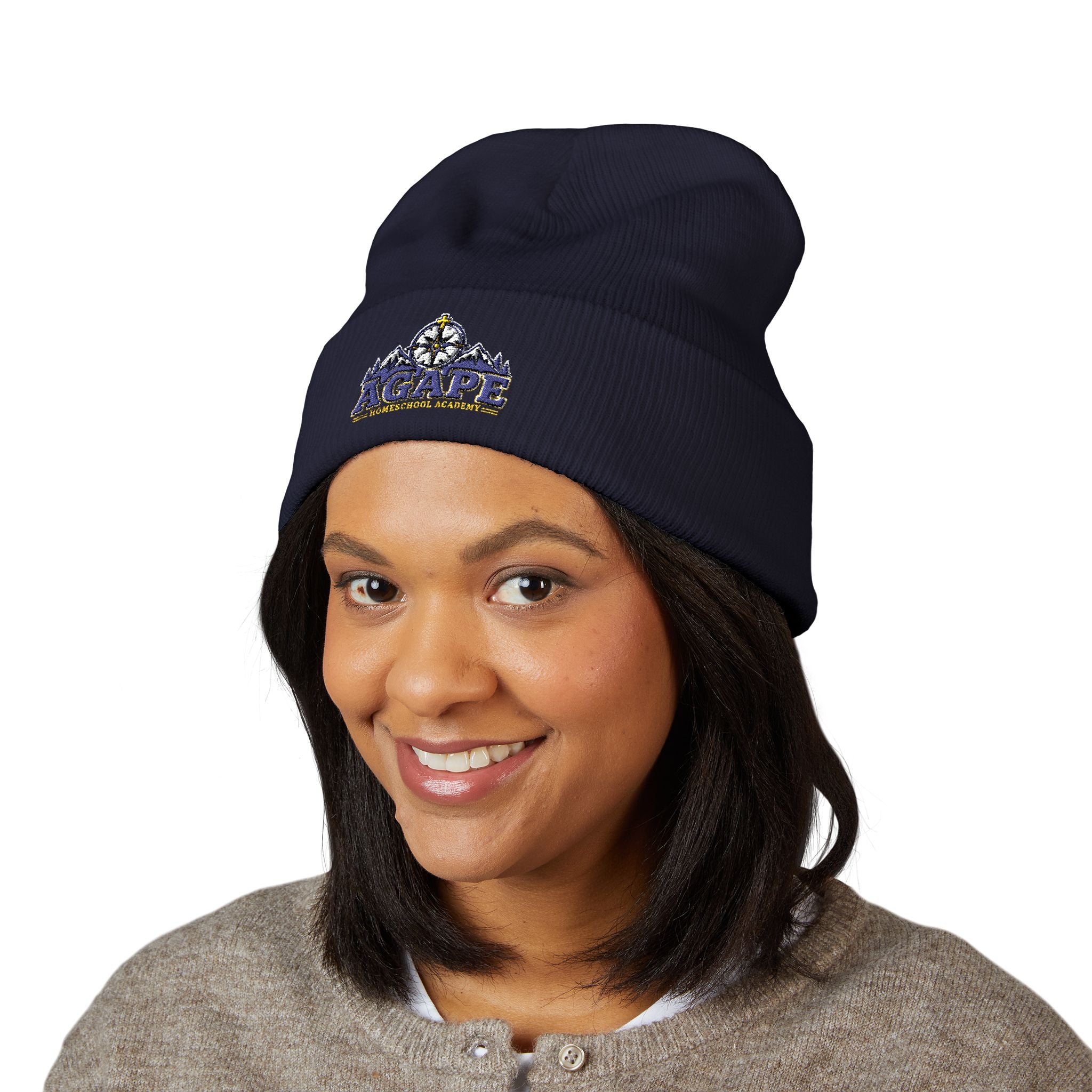 Agape Homeschool Academy Compass Embroidered Knit Beanie
