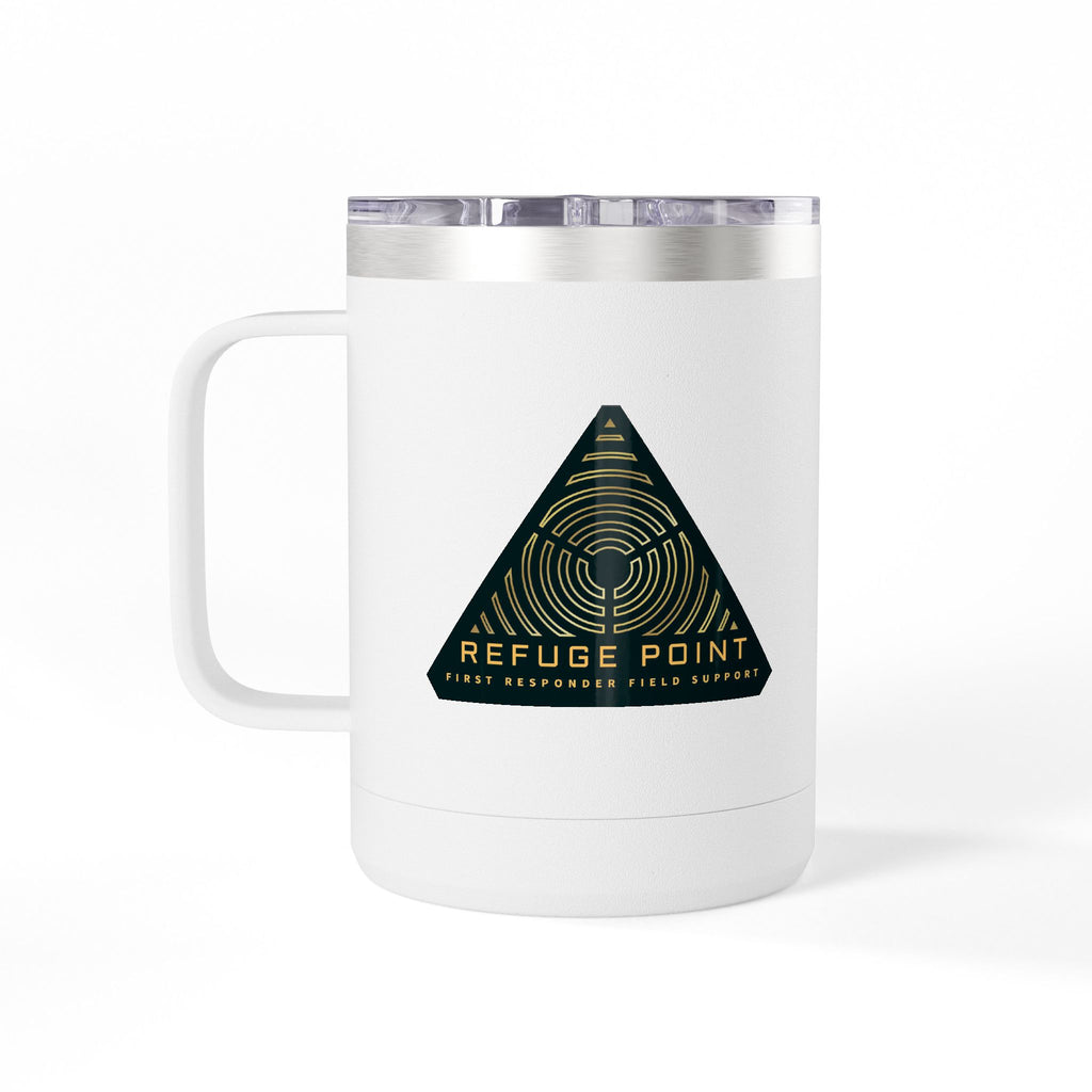 Refuge Point - Official Logo 15 oz Insulated Stainless Steel Coffee Mug, Available in 10 Colors,  First Responder Field Support Volunteer Coffee Cup