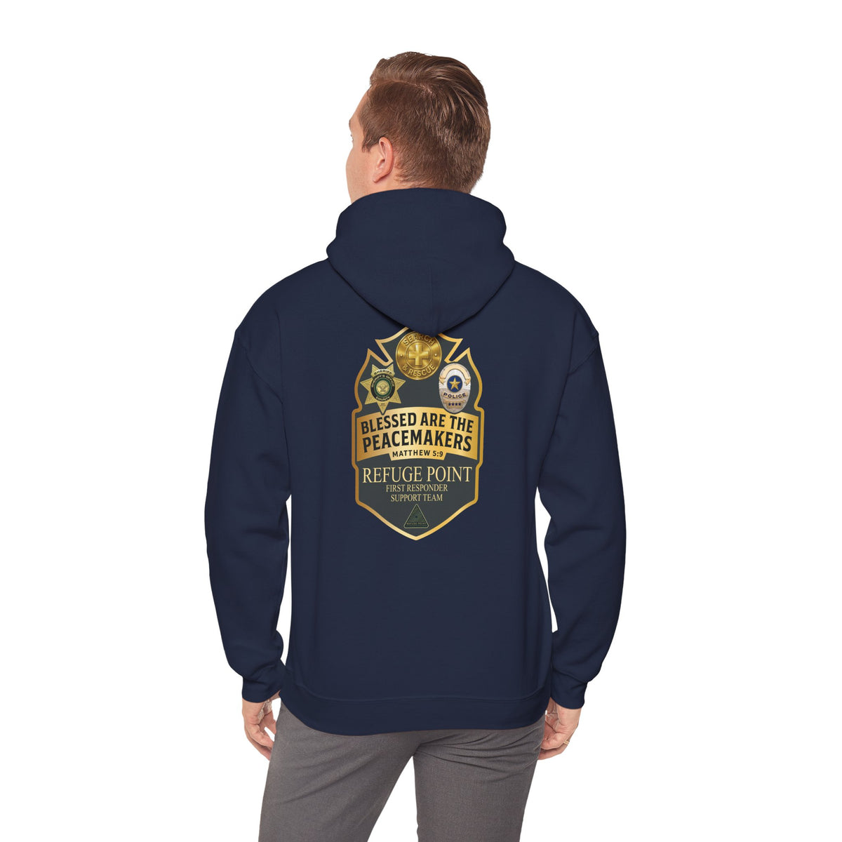 Refuge Point - Blessed Are the Peacemakers Hoodie, Matthew 5:9, First Responder Support Pullover Hoodie
