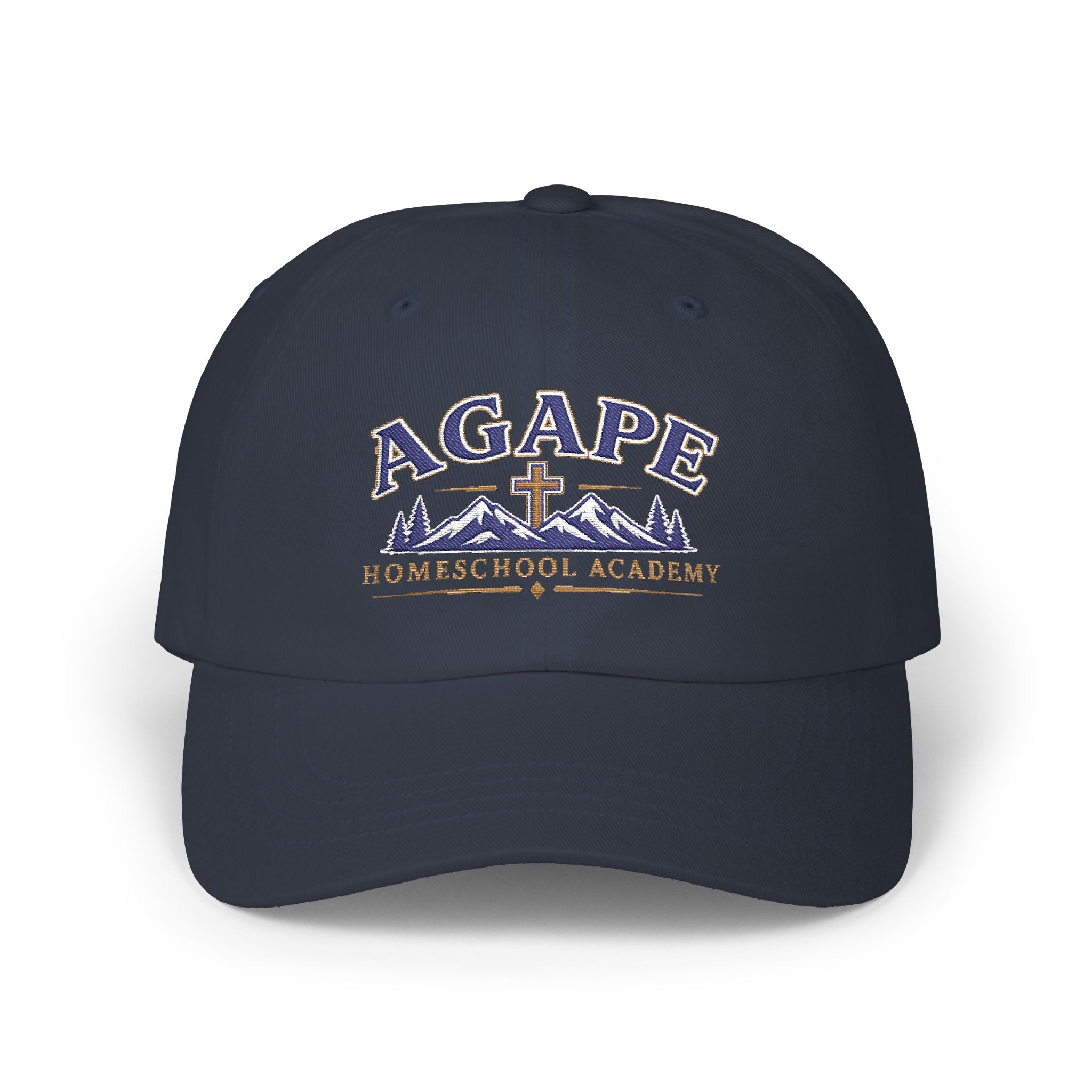 Agape Homeschool Academy Embroidered Mountain Cross Dad Hat