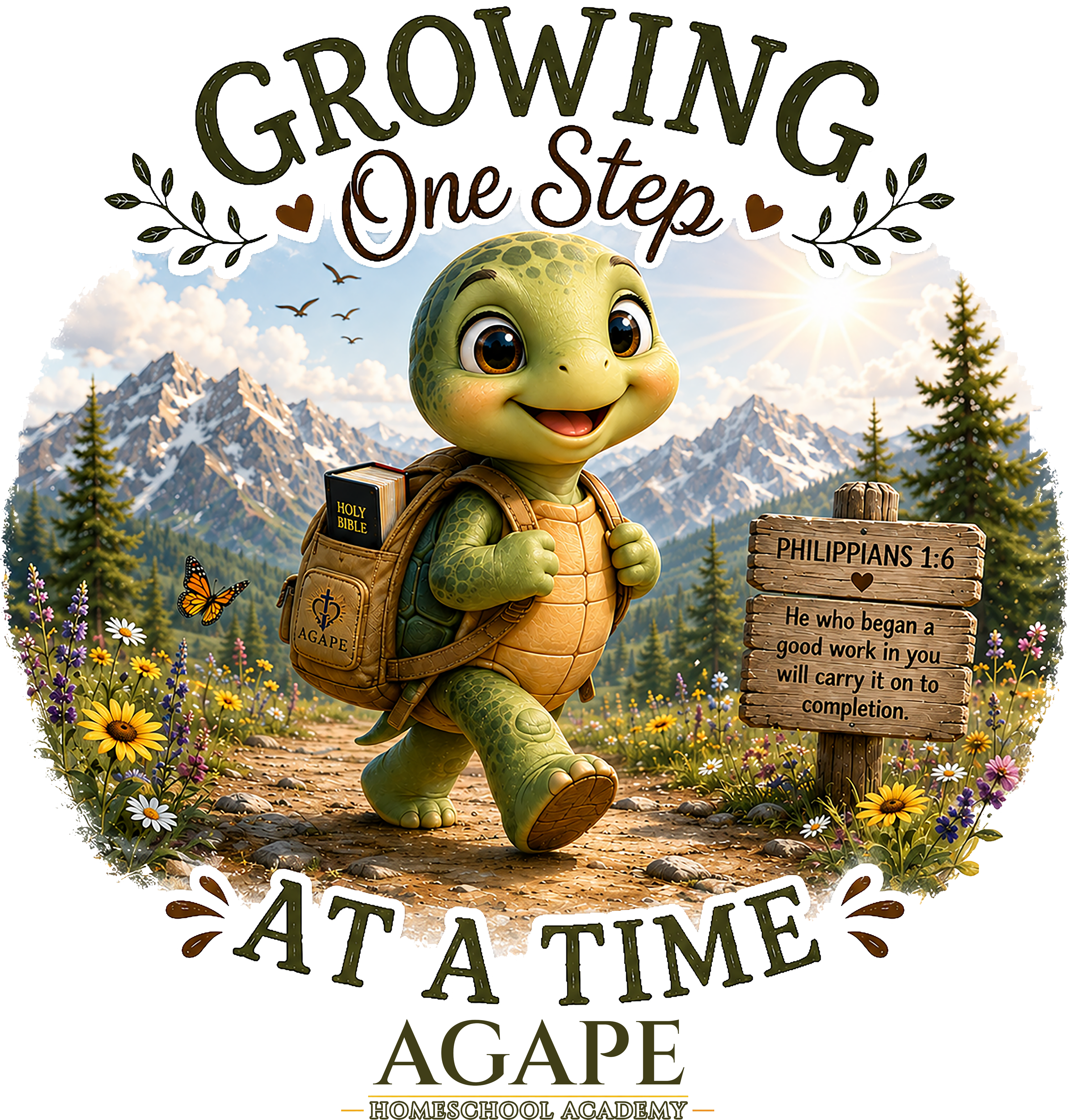 Tots Growing One Step At A Time Turtle Tee