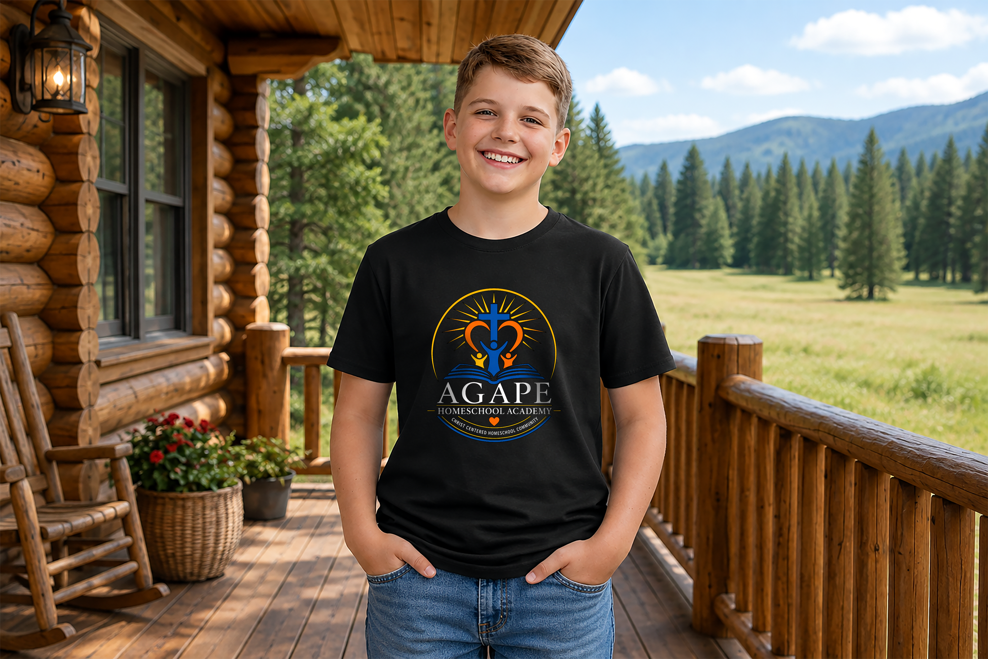 Agape Homeschool Academy  - Lambs Logo Short Sleeve T-Shirt