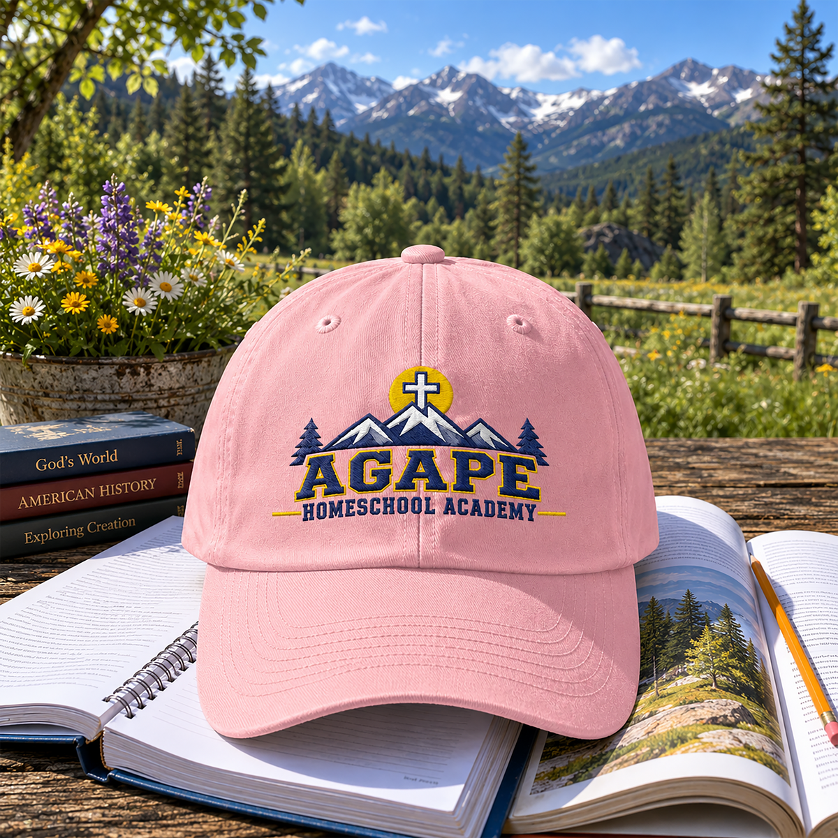 Agape Homeschool Academy Embroidered Mountain Dad Hat