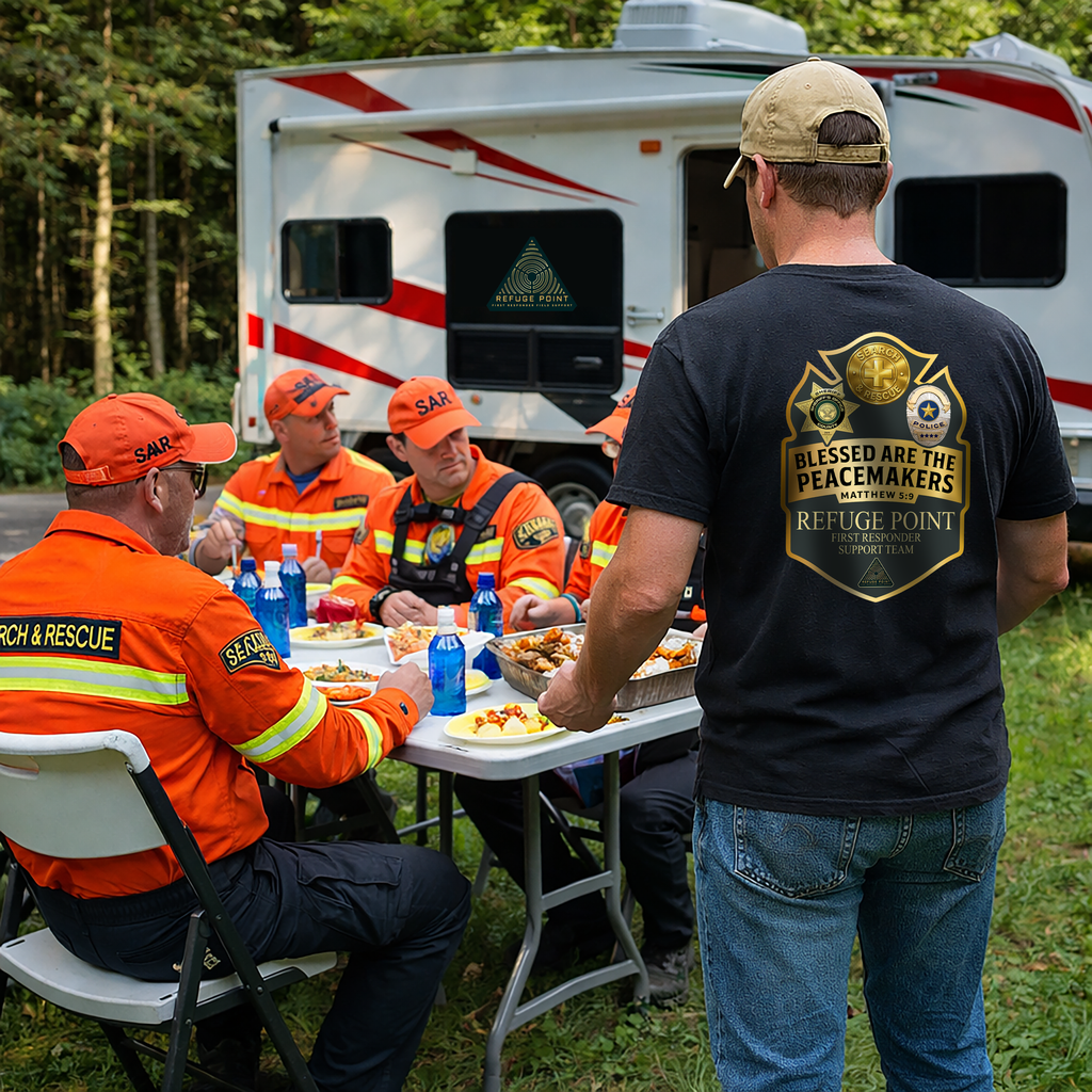 Refuge Point - Blessed Are the Peacemakers T-Shirt, Matthew 5:9, First Responder Support Team Apparel