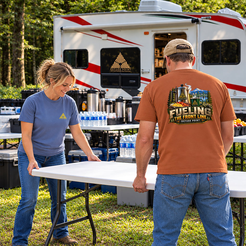 Refuge Point -  Fueling the Front Line T-Shirt,  First Responder Tee,  Refuge Point Field Support Tee