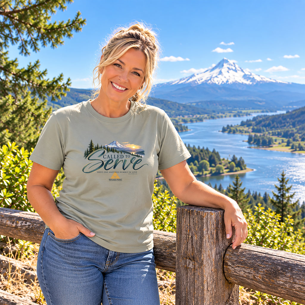 Refuge Point - Called to Serve Christian Women's T-Shirt, Galatians 5:13, Refuge Point First Responder Support, Ministry Volunteer Tee