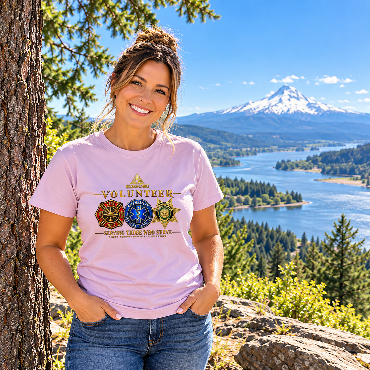 Refuge Point - Women's Volunteer T-Shirt, Galatians 5:13, Refuge Point First Responder Support, Ministry Volunteer Tee