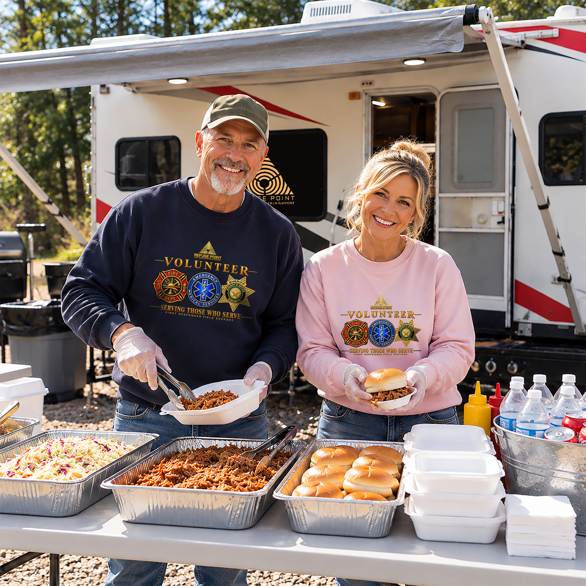 Refuge Point - Volunteer Crewneck Sweatshirt, First Responder Support Pullover Sweatshirt