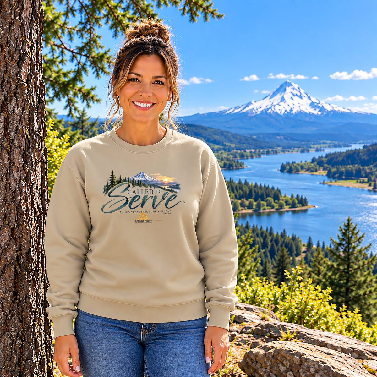 Refuge Point - Called to Serve Christian Crewneck Sweatshirt, Refuge Point Ministry Apparel