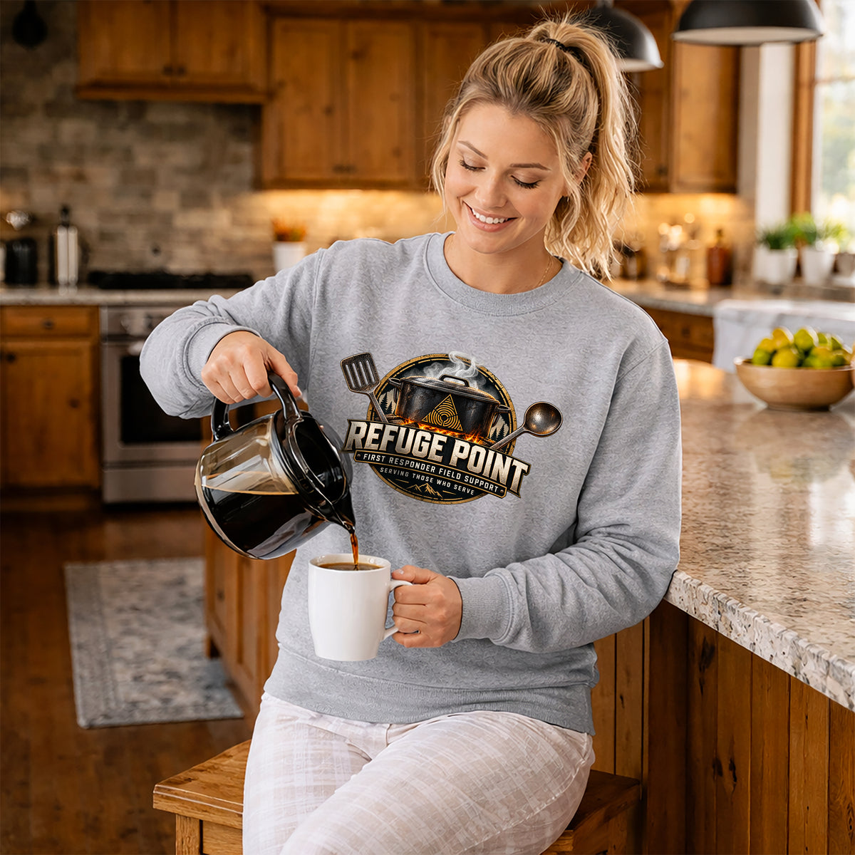 Refuge Point - Dutch Oven Crewneck Sweatshirt Sweatshirt, First Responder Support Pullover Sweatshirt