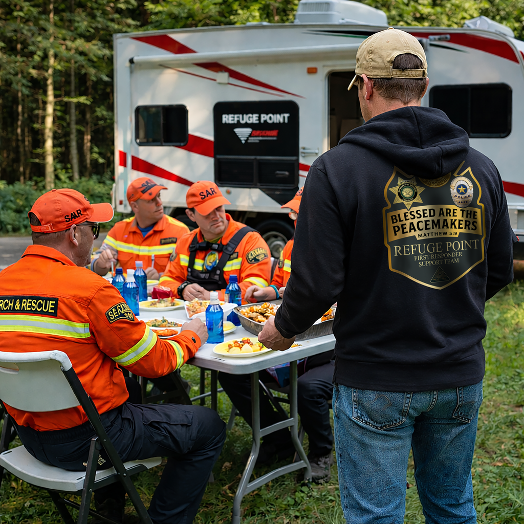 Refuge Point - Blessed Are the Peacemakers Hoodie, Matthew 5:9, First Responder Support Pullover Hoodie