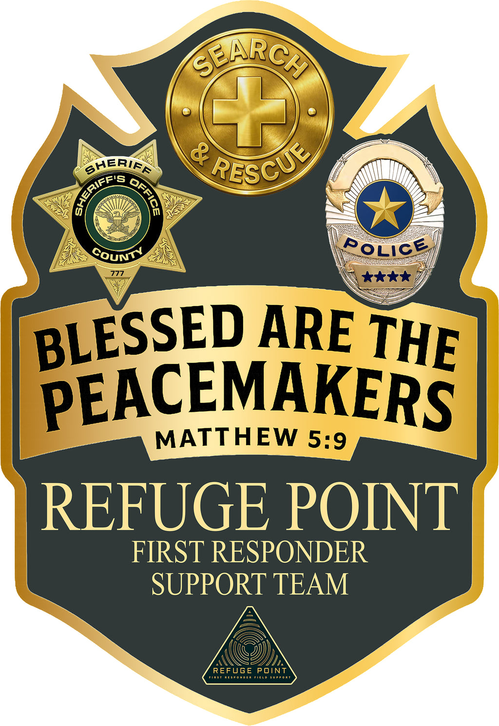 Refuge Point - Blessed Are the Peacemakers Hoodie, Matthew 5:9, First Responder Support Pullover Hoodie