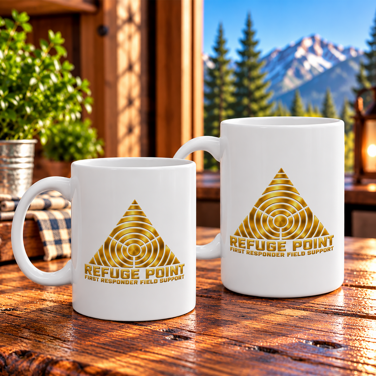 Refuge Point - Gold Logo Coffee Mug, Matthew 5:9, First Responder Field Support Volunteer Coffee Cup, 11oz or 15oz