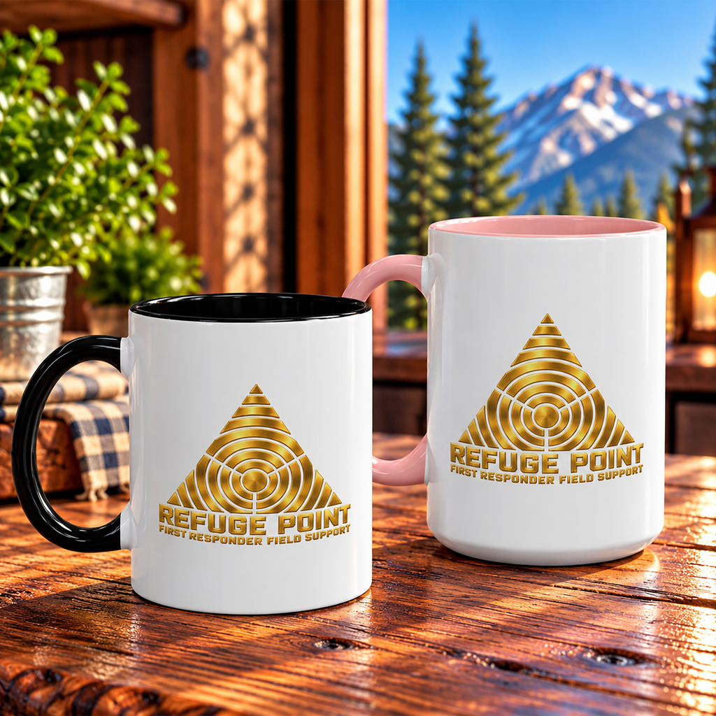 Refuge Point - Gold Print Coffee Mug, First Responder Field Support Volunteer Coffee Cup, Available in 11oz or 15oz
