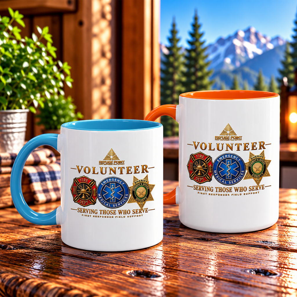 Refuge Point - Volunteer Coffee Mug, First Responder Field Support Volunteer Coffee Cup, Available in 11oz or 15oz and 11 Colors