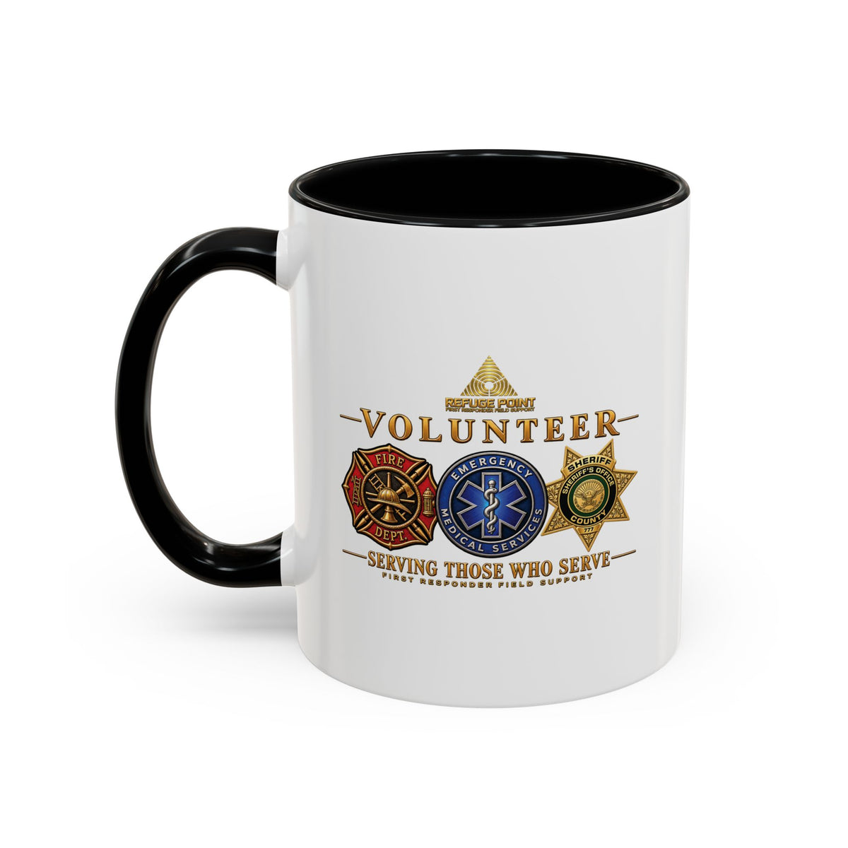 Refuge Point - Volunteer Coffee Mug, First Responder Field Support Volunteer Coffee Cup, Available in 11oz or 15oz and 11 Colors