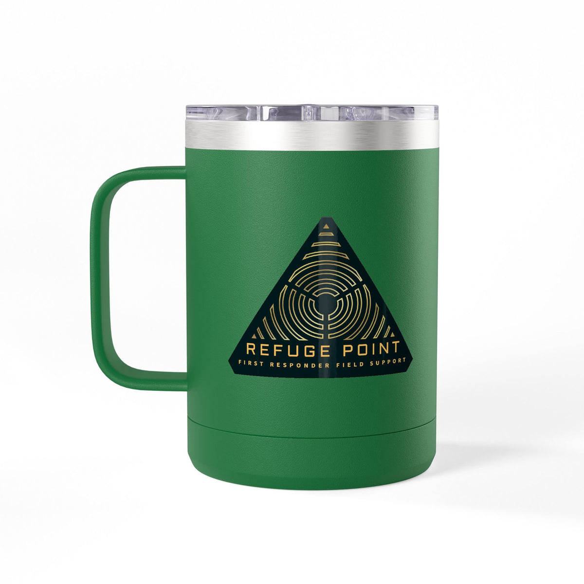 Refuge Point - Official Logo 15 oz Insulated Stainless Steel Coffee Mug, Available in 10 Colors,  First Responder Field Support Volunteer Coffee Cup