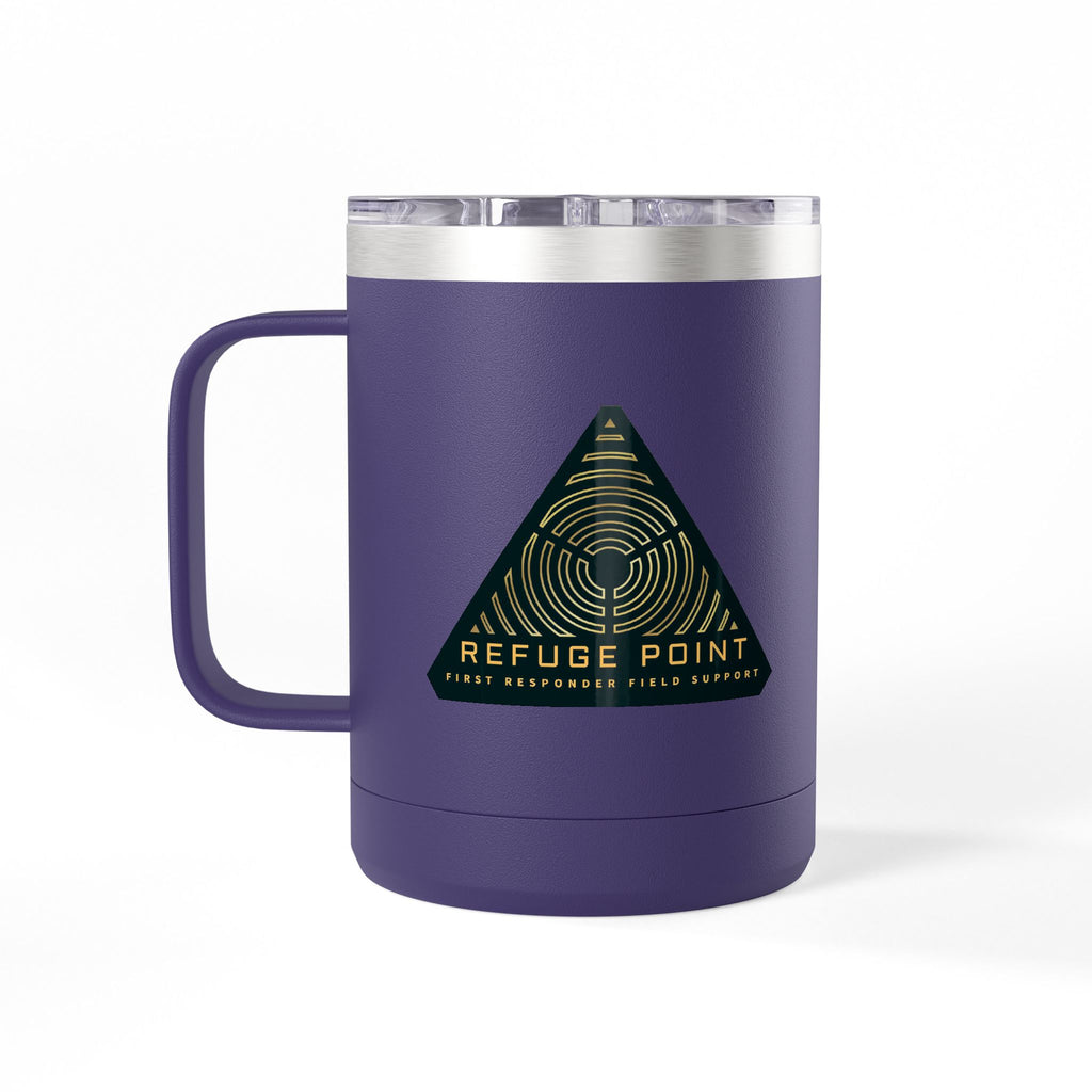 Refuge Point - Official Logo 15 oz Insulated Stainless Steel Coffee Mug, Available in 10 Colors,  First Responder Field Support Volunteer Coffee Cup
