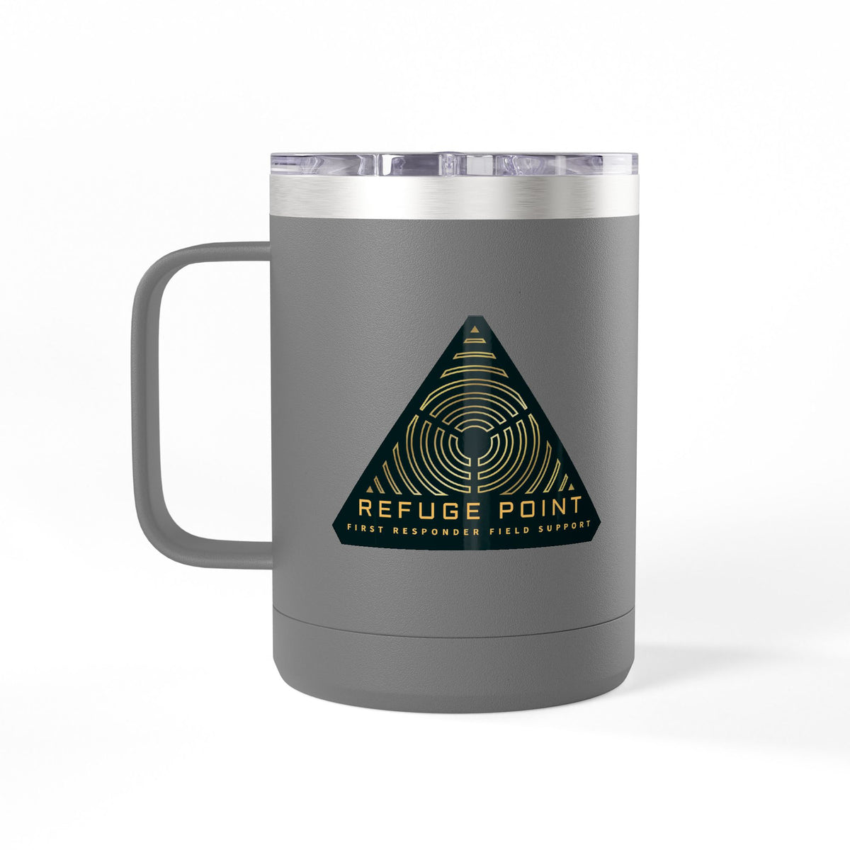 Refuge Point - Official Logo 15 oz Insulated Stainless Steel Coffee Mug, Available in 10 Colors,  First Responder Field Support Volunteer Coffee Cup