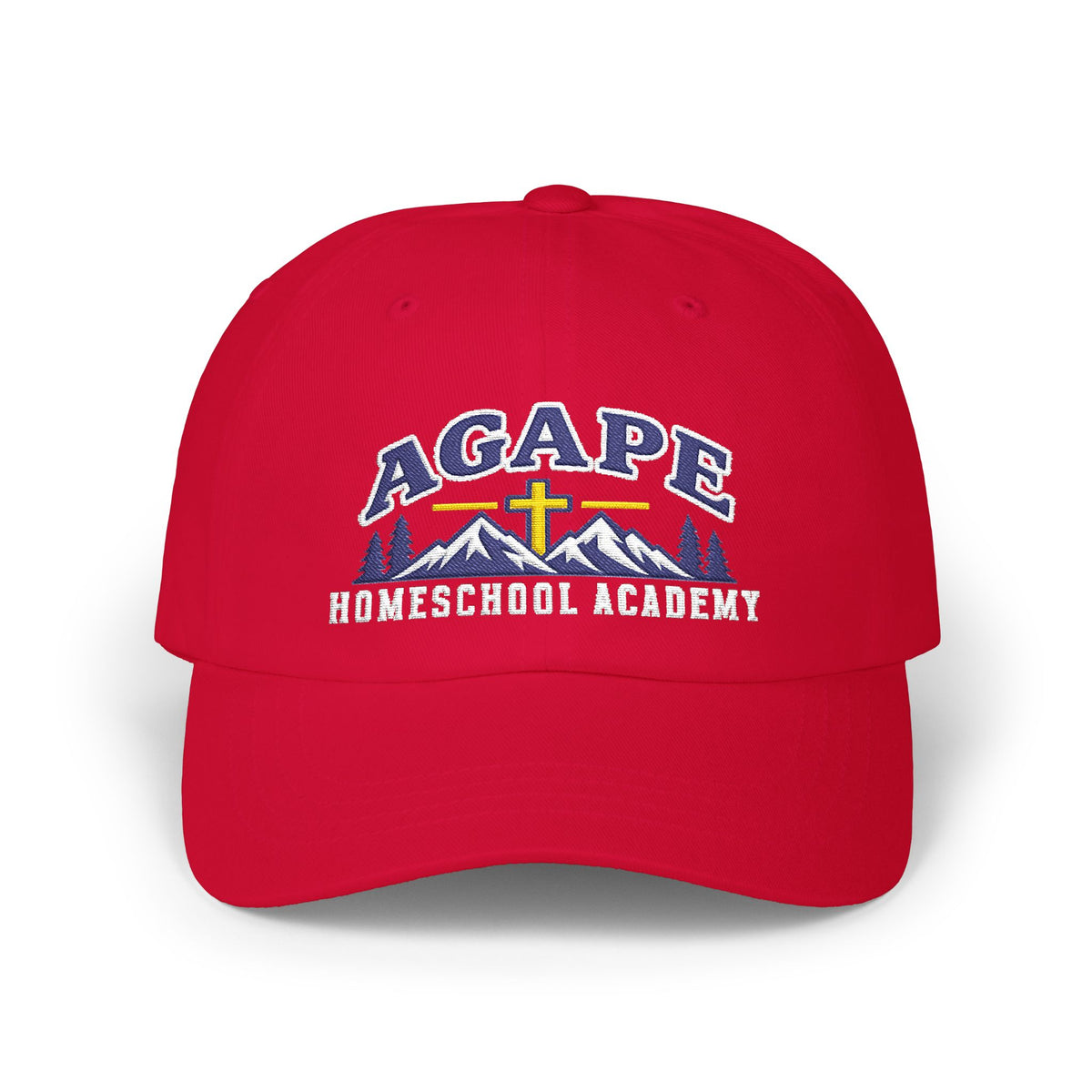 Agape Homeschool Academy Embroidered Mountain Cross Dad Hat