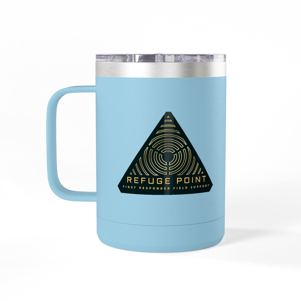 Refuge Point - Official Logo 15 oz Insulated Stainless Steel Coffee Mug, Available in 10 Colors,  First Responder Field Support Volunteer Coffee Cup