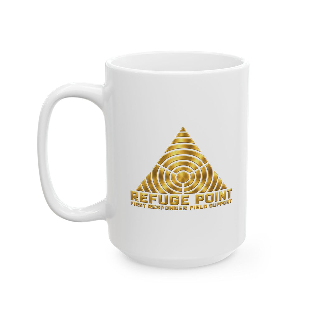 Refuge Point - Gold Logo Coffee Mug, Matthew 5:9, First Responder Field Support Volunteer Coffee Cup, 11oz or 15oz