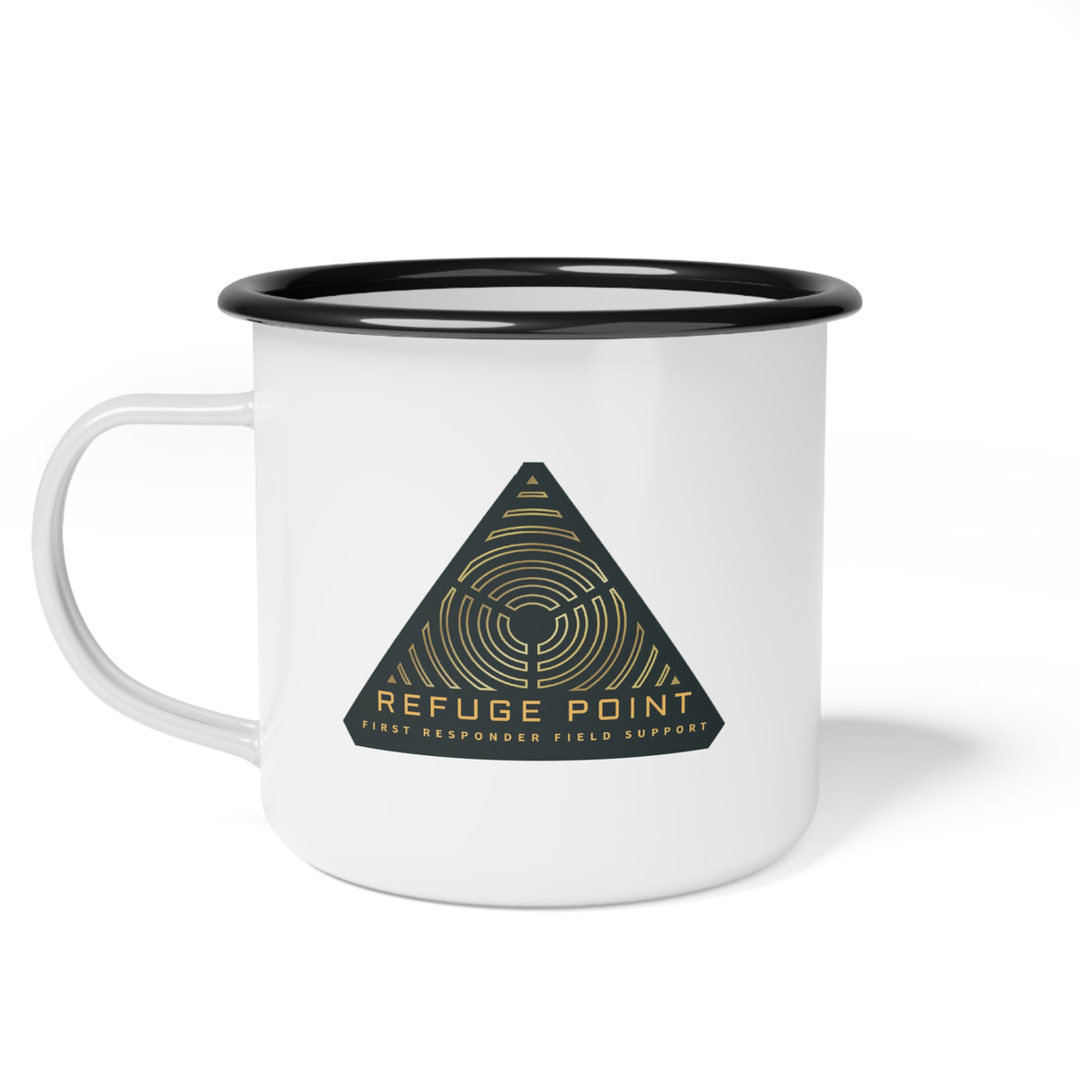 Refuge Point - Official Logo 12oz Outdoor Enamel Camping Mug, First Responder Field Support Volunteer Coffee Cup