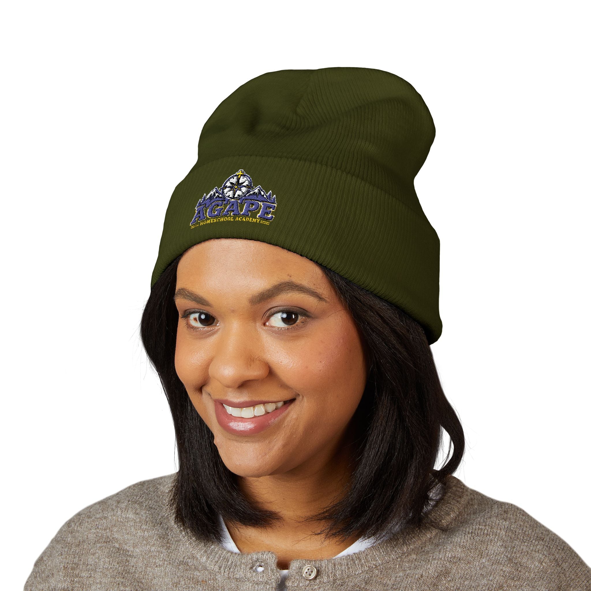 Agape Homeschool Academy Compass Embroidered Knit Beanie