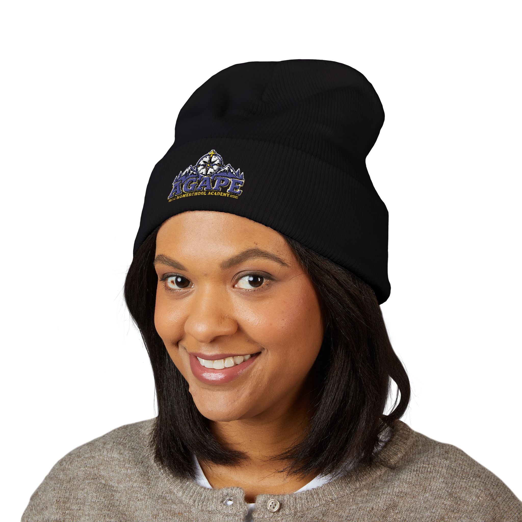 Agape Homeschool Academy Compass Embroidered Knit Beanie