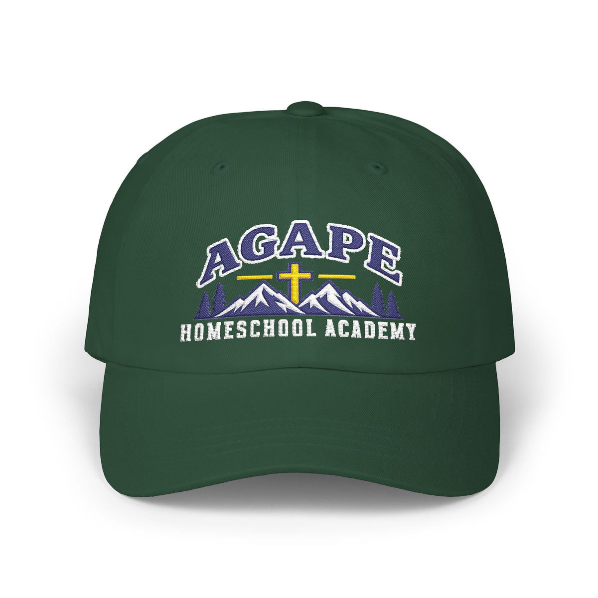 Agape Homeschool Academy Embroidered Mountain Cross Dad Hat